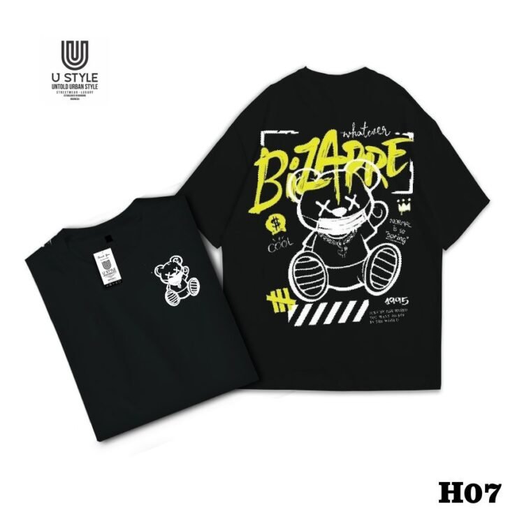 Kaos Streetwear Catton  24s-Poliester - Hitam – Desain "BIZAPPE" H07