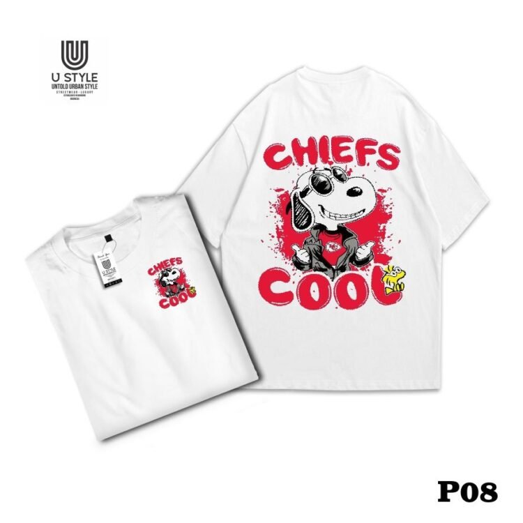 Kaos Streetwear Catton  24s-Poliester - Putih – Desain "CHIEFS COOL" P08