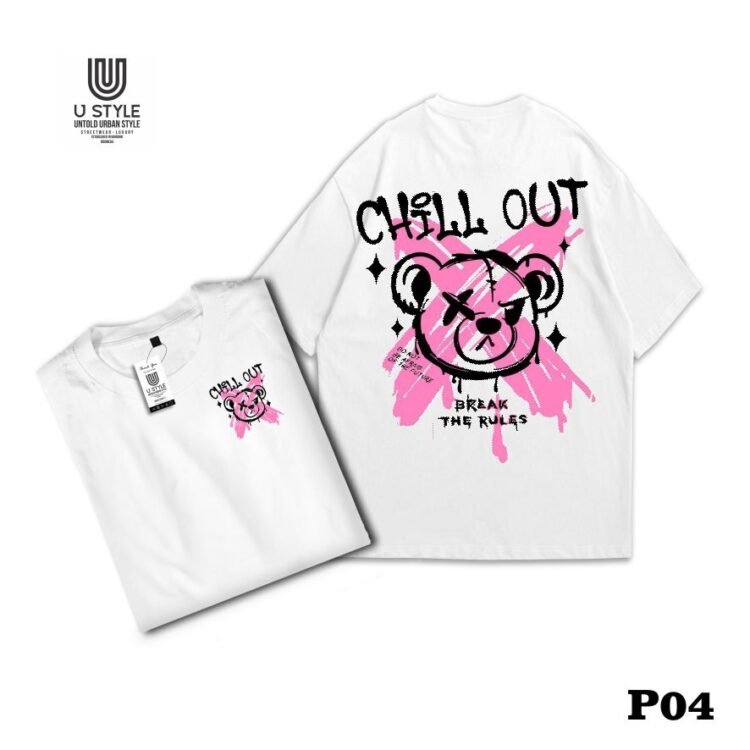 Kaos Streetwear Catton  24s-Poliester - Putih – Desain "CHIL LOUT" P04